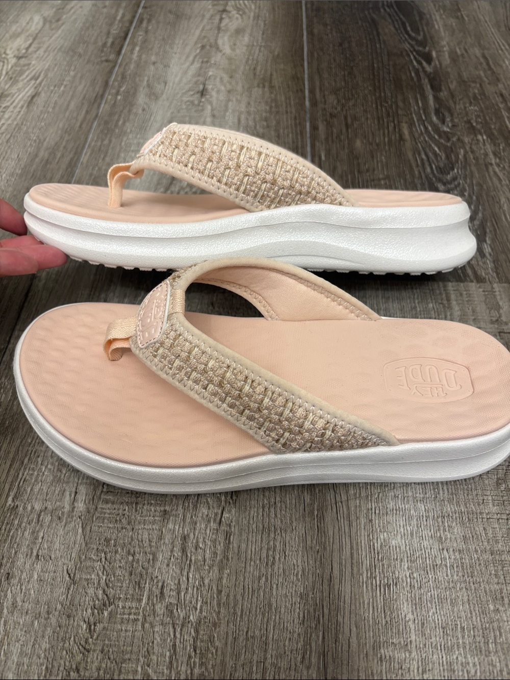 Hey Dude Blush Quilted Thong Sandals with White Sole